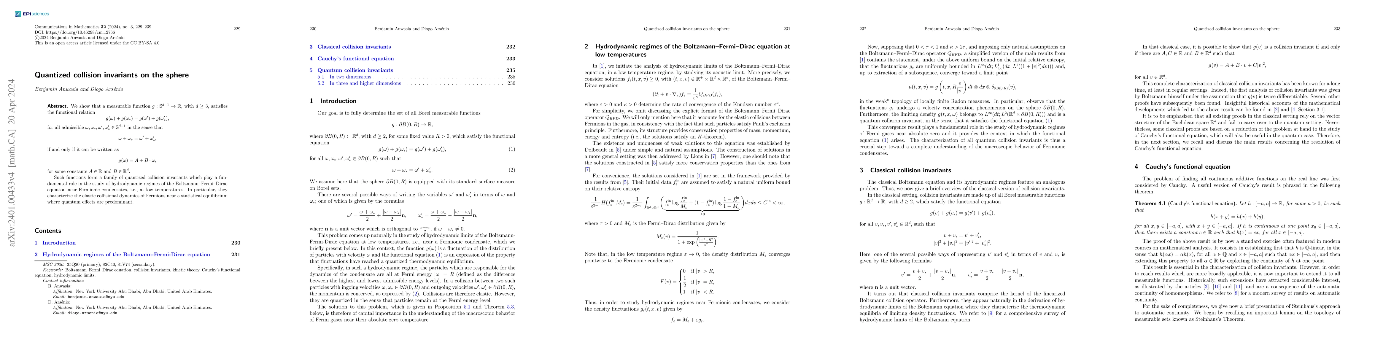 Thumbnail for Quantized collision invariants on the sphere