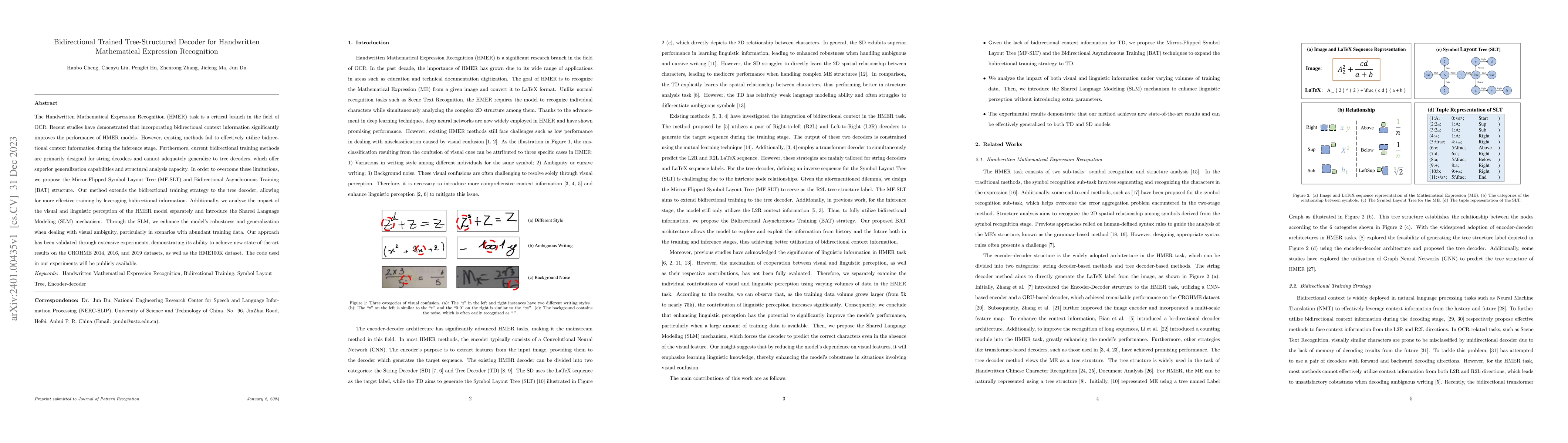 Thumbnail for Bidirectional Trained Tree-Structured Decoder for Handwritten
  Mathematical Expression Recognition