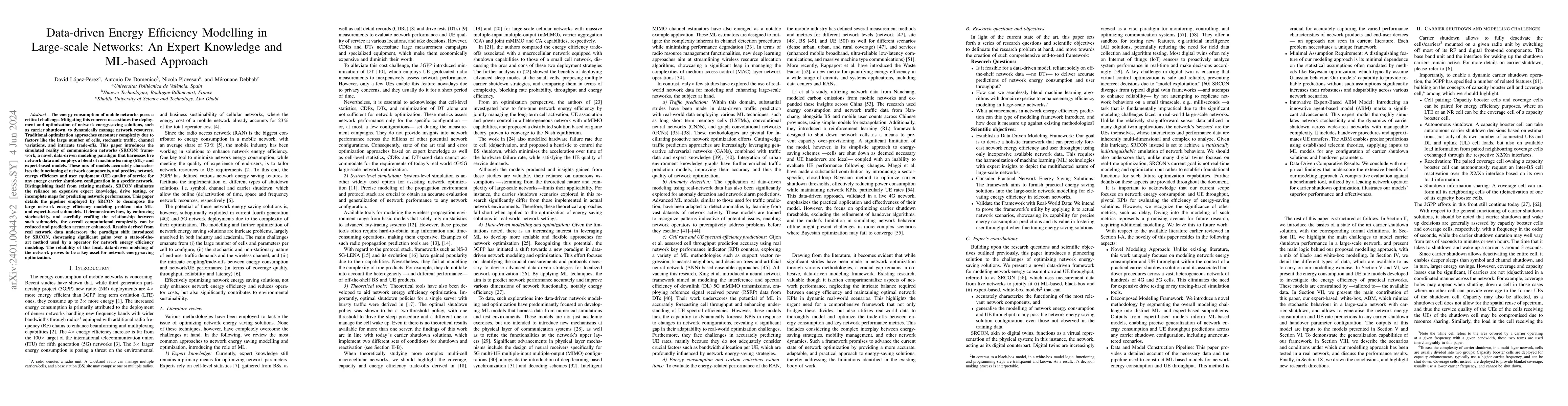 Thumbnail for Data-driven Energy Efficiency Modelling in Large-scale Networks: An
  Expert Knowledge and ML-based Approach