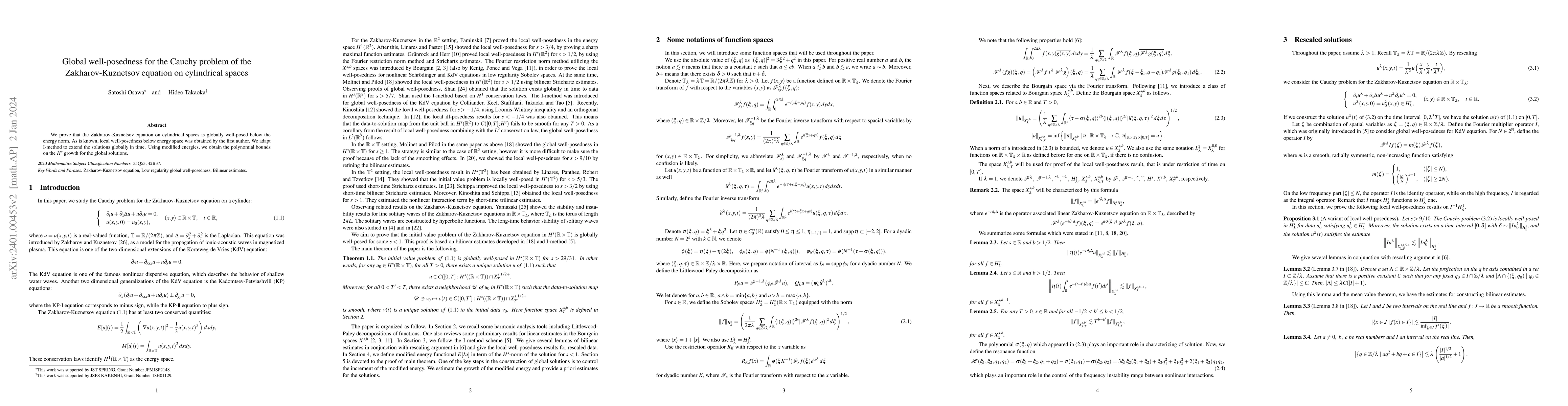 Thumbnail for Global well-posedness for the Cauchy problem of the Zakharov-Kuznetsov
  equation on cylindrical spaces
