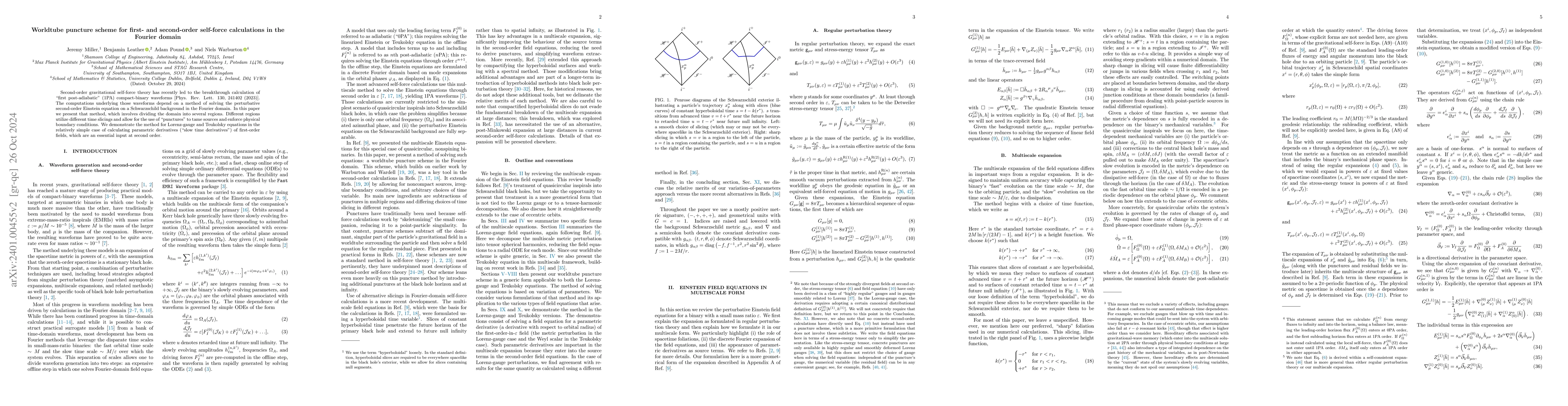 Thumbnail for Worldtube puncture scheme for first- and second-order self-force
  calculations in the Fourier domain