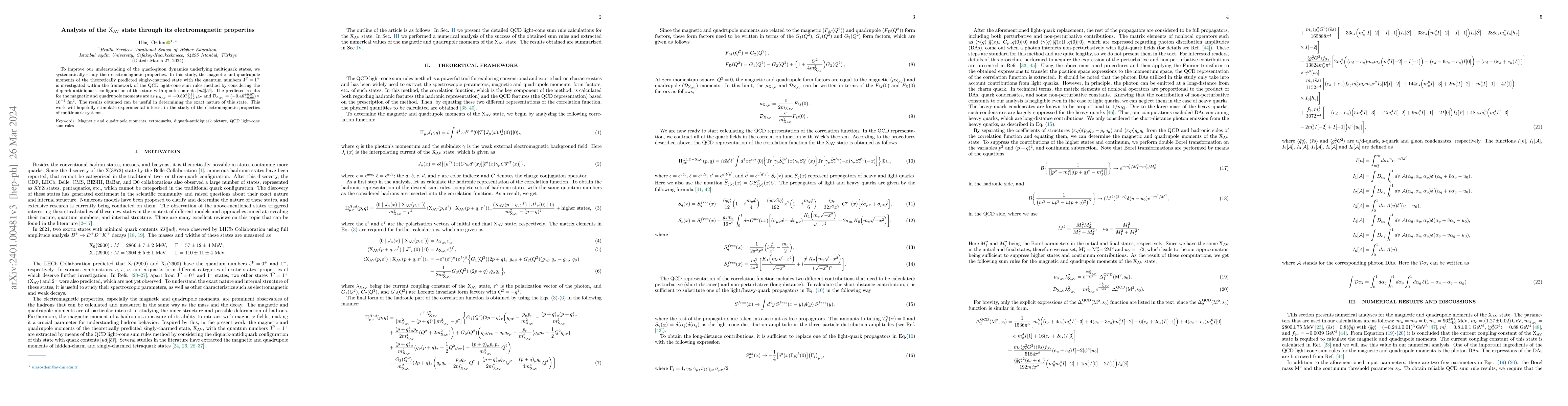 Thumbnail for Analysis of the $\mathrm{X_{AV}}$ state through its electromagnetic
  properties