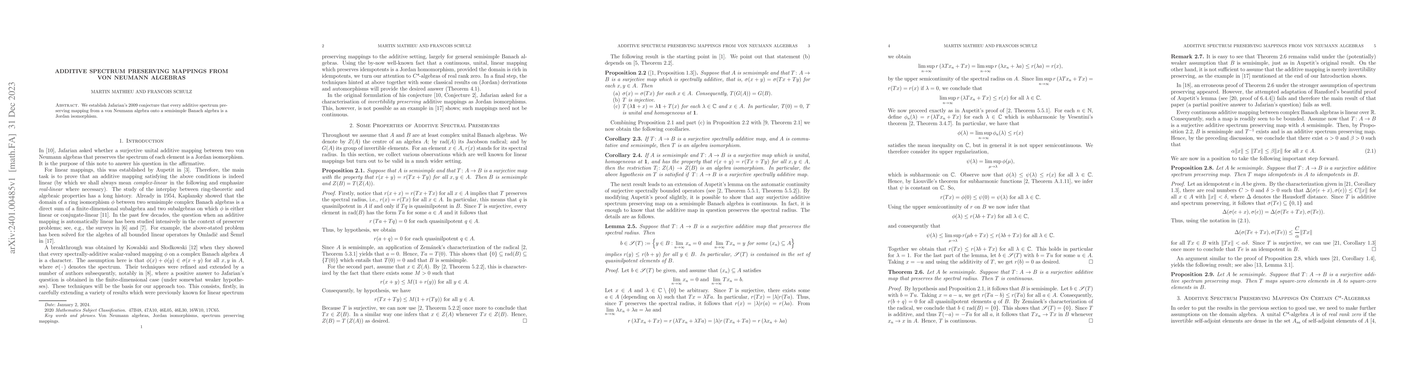 Thumbnail for Additive spectrum preserving mappings from von Neumann algebras