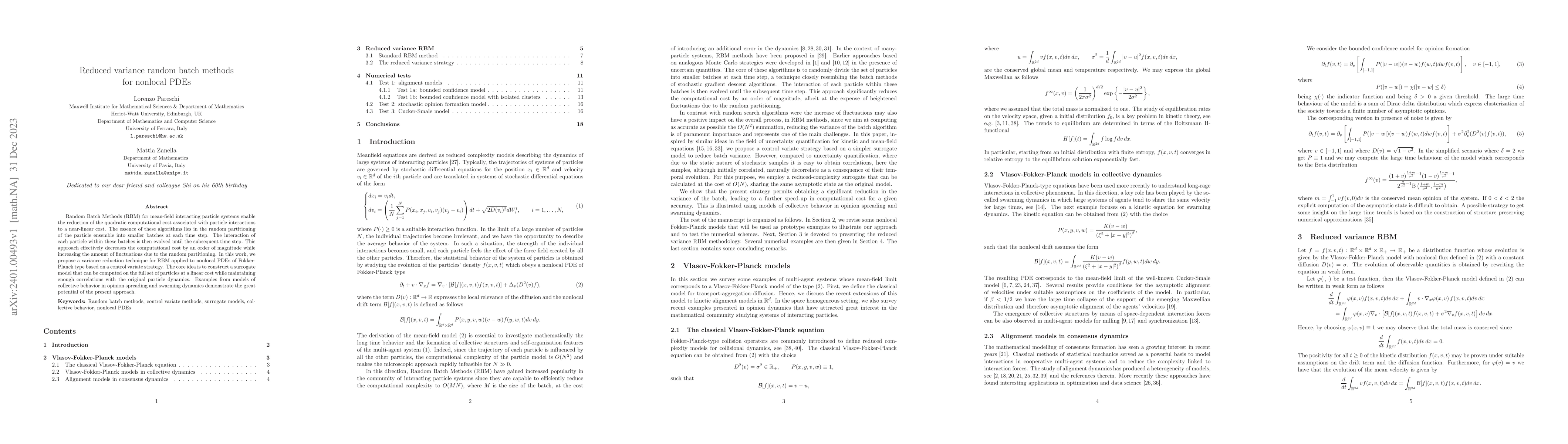 Thumbnail for Reduced variance random batch methods for nonlocal PDEs