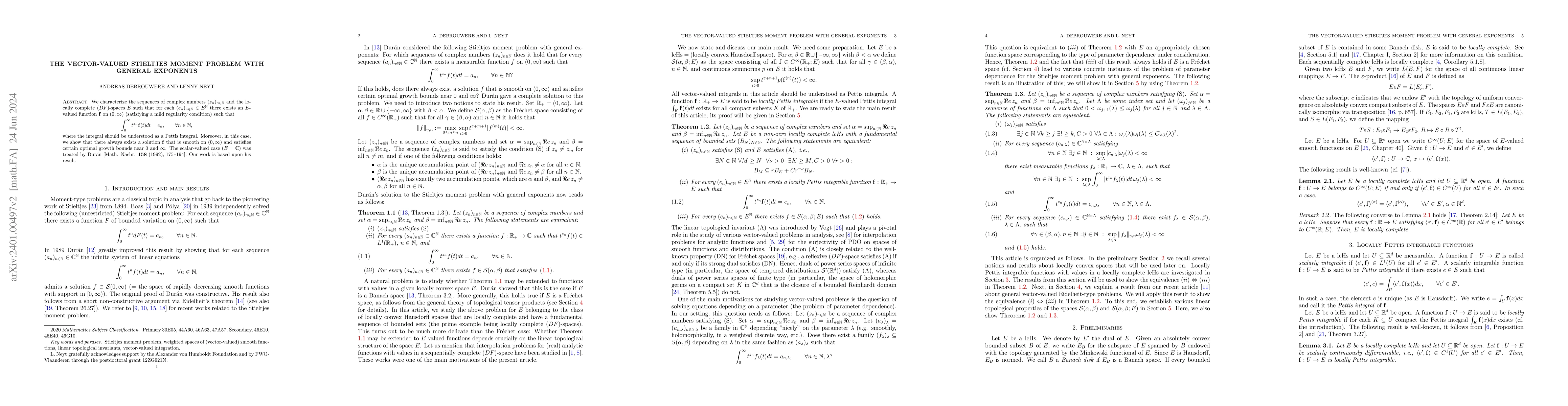 Thumbnail for The vector-valued Stieltjes moment problem with general exponents