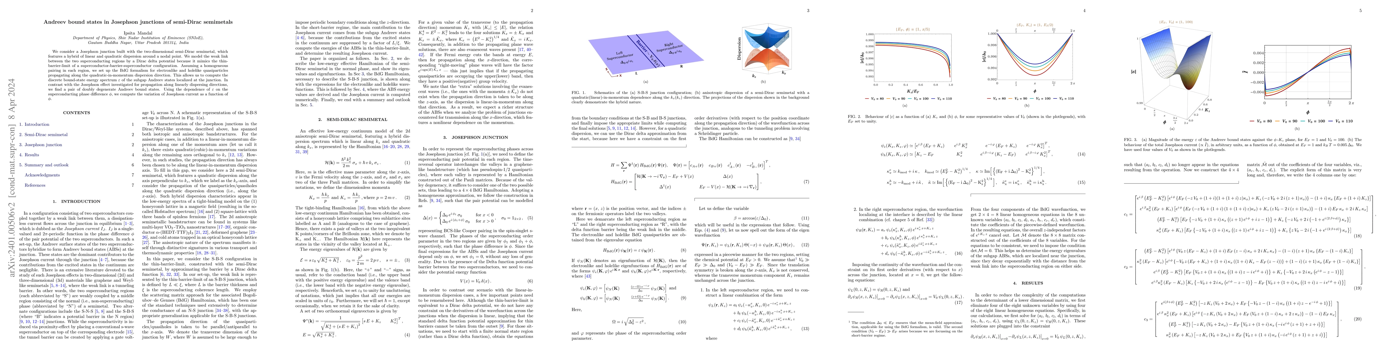 Thumbnail for Andreev bound states in Josephson junctions of semi-Dirac semimetals