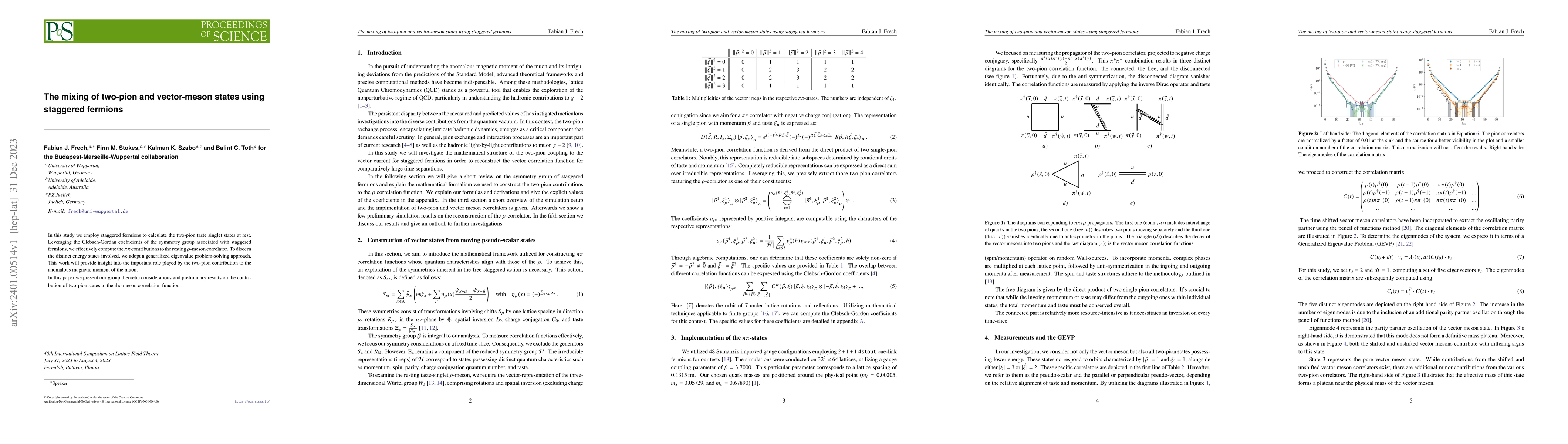 Thumbnail for The mixing of two-pion and vector-meson states using staggered fermions