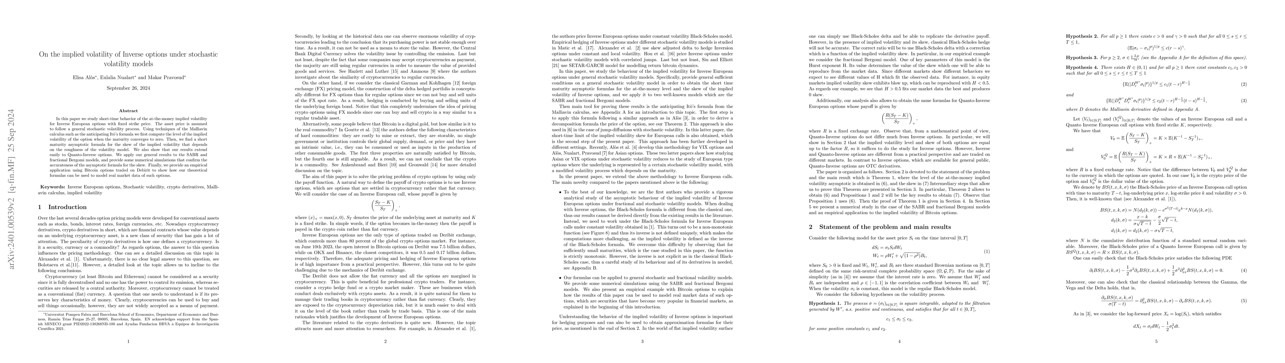 Thumbnail for On the implied volatility of Inverse and Quanto Inverse options under
  stochastic volatility models
