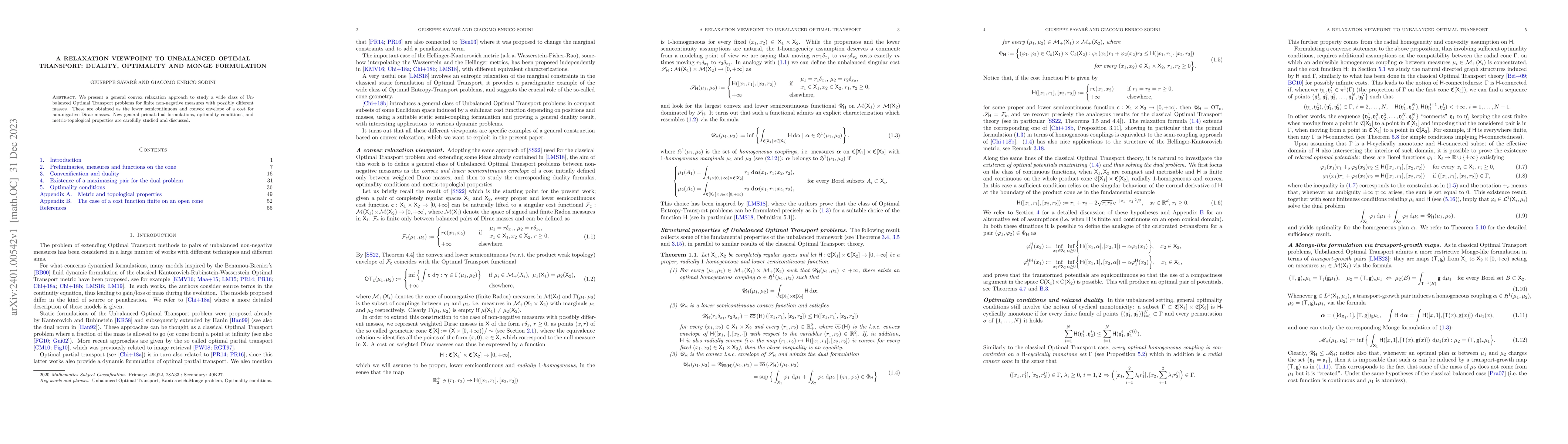 Thumbnail for A relaxation viewpoint to Unbalanced Optimal Transport: duality,
  optimality and Monge formulation