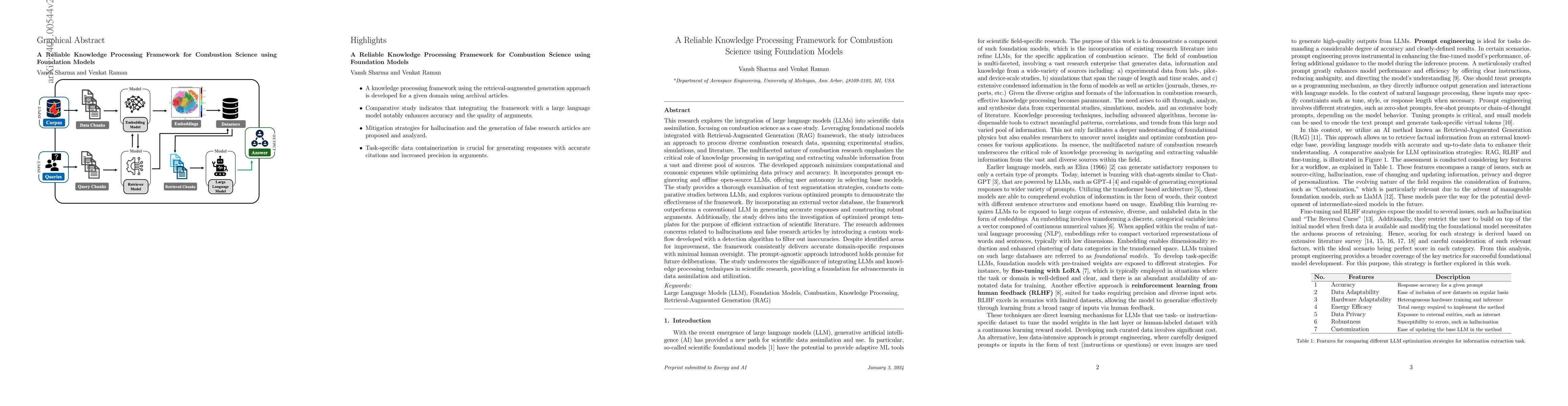 Thumbnail for A Reliable Knowledge Processing Framework for Combustion Science using
  Foundation Models