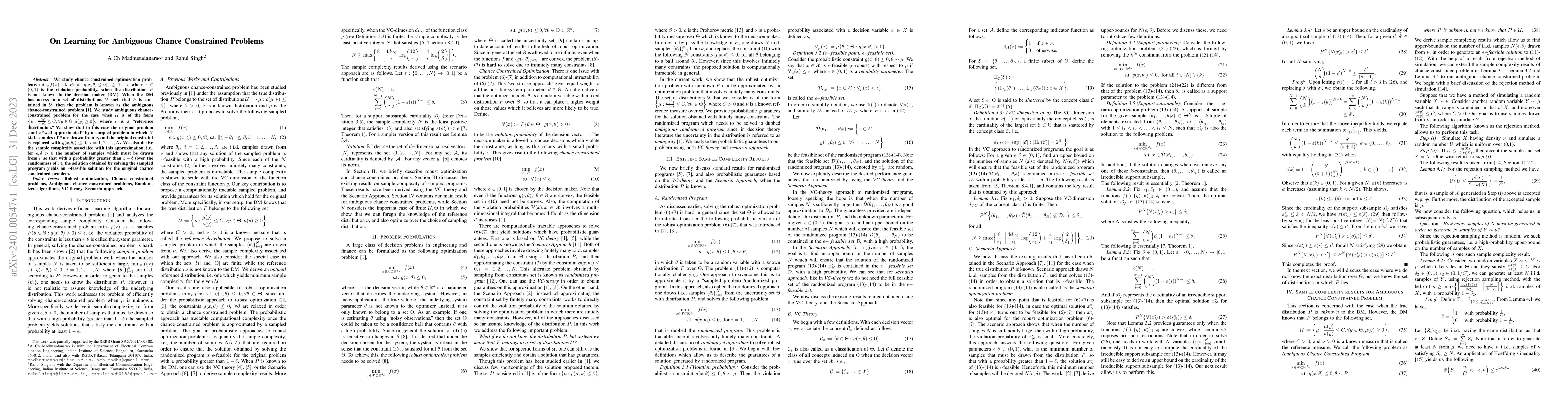 Thumbnail for On Learning for Ambiguous Chance Constrained Problems