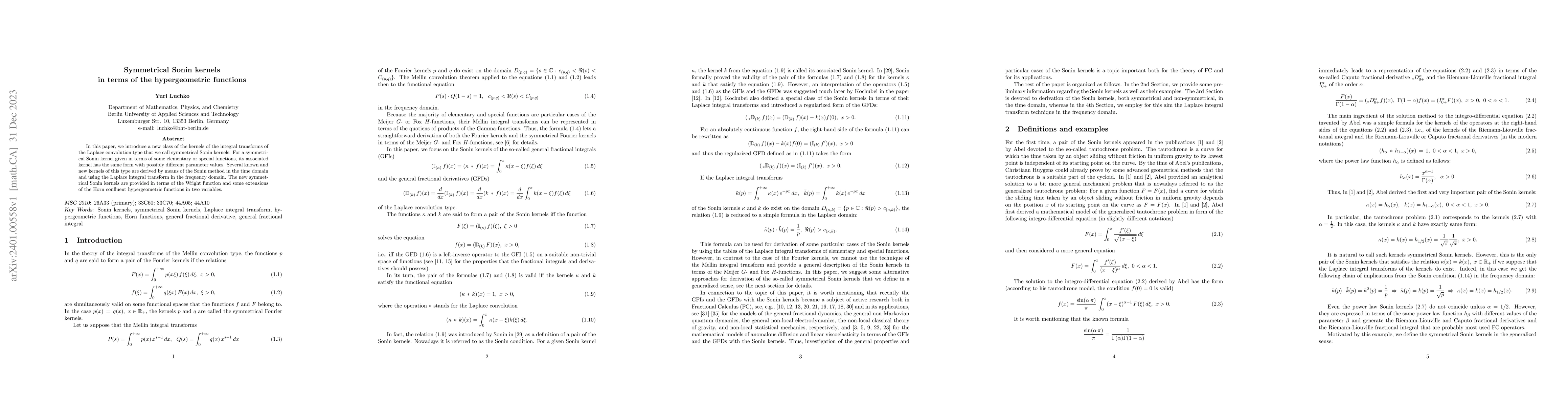 Thumbnail for Symmetrical Sonin kernels in terms of the hypergeometric functions