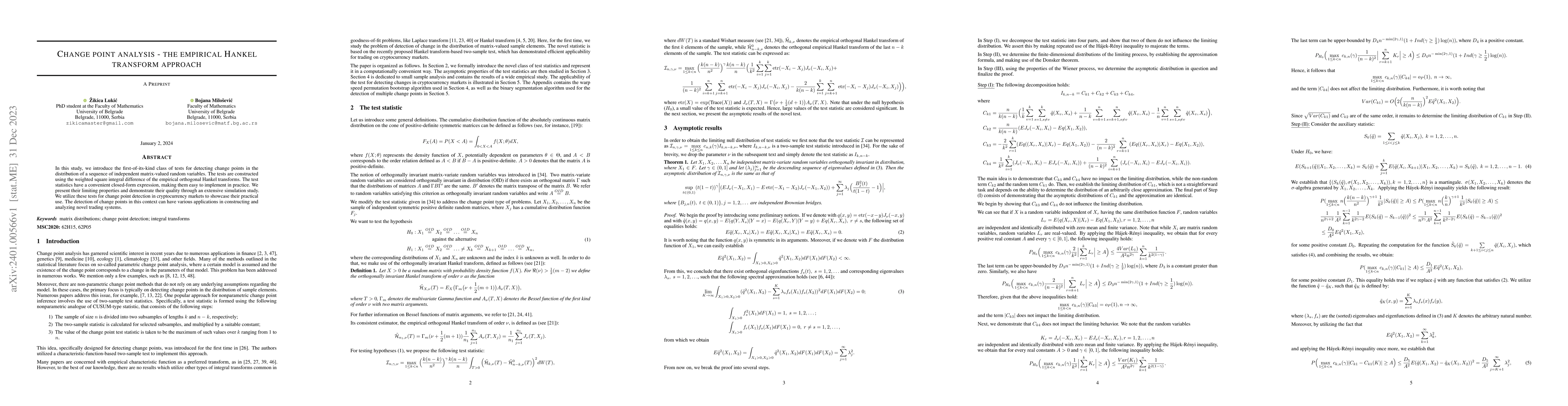 Thumbnail for Change point analysis -- the empirical Hankel transform approach