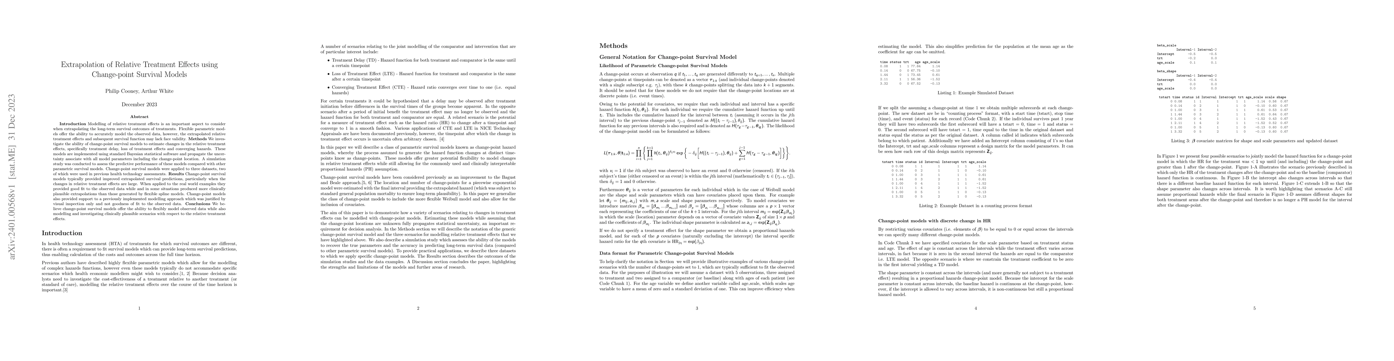 Thumbnail for Extrapolation of Relative Treatment Effects using Change-point Survival
  Models