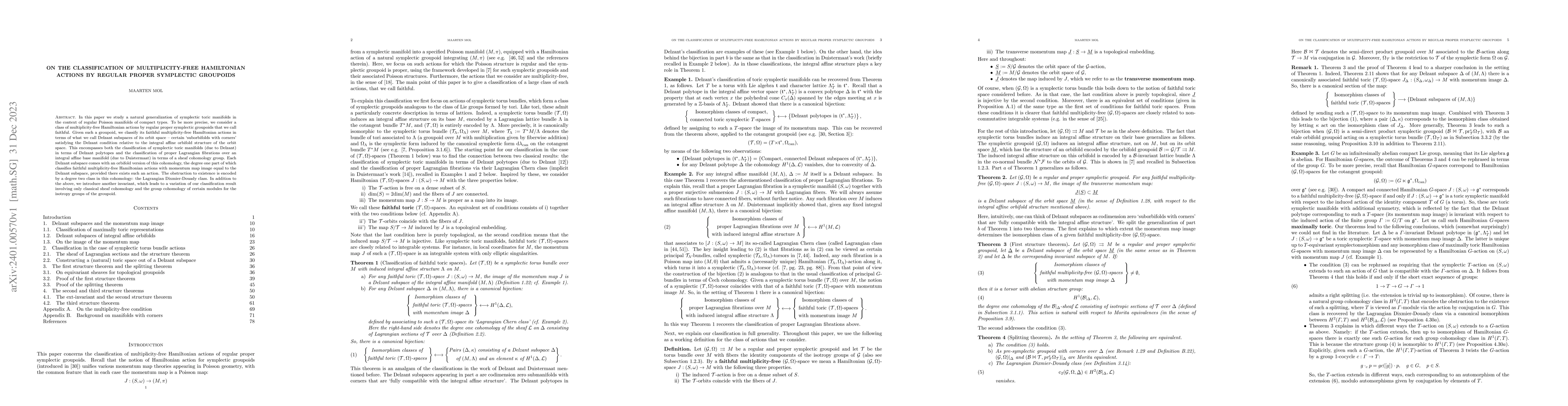 Thumbnail for On the classification of multiplicity-free Hamiltonian actions by
  regular proper symplectic groupoids