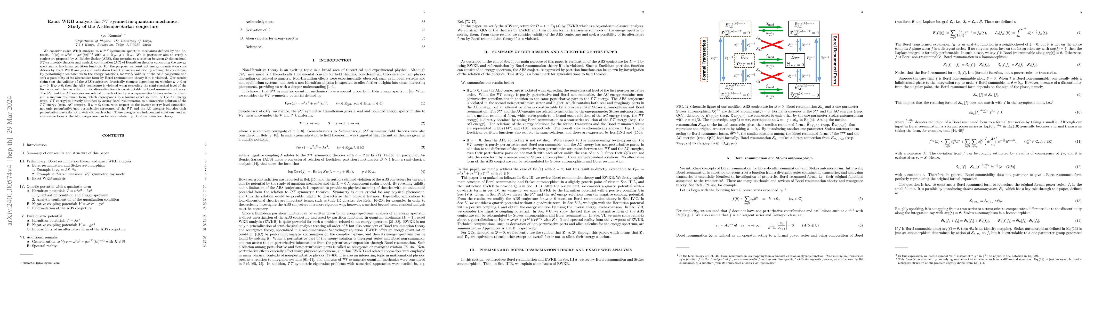 Thumbnail for Exact WKB analysis for ${\cal PT}$ symmetric quantum mechanics: Study of
  the Ai-Bender-Sarkar conjecture