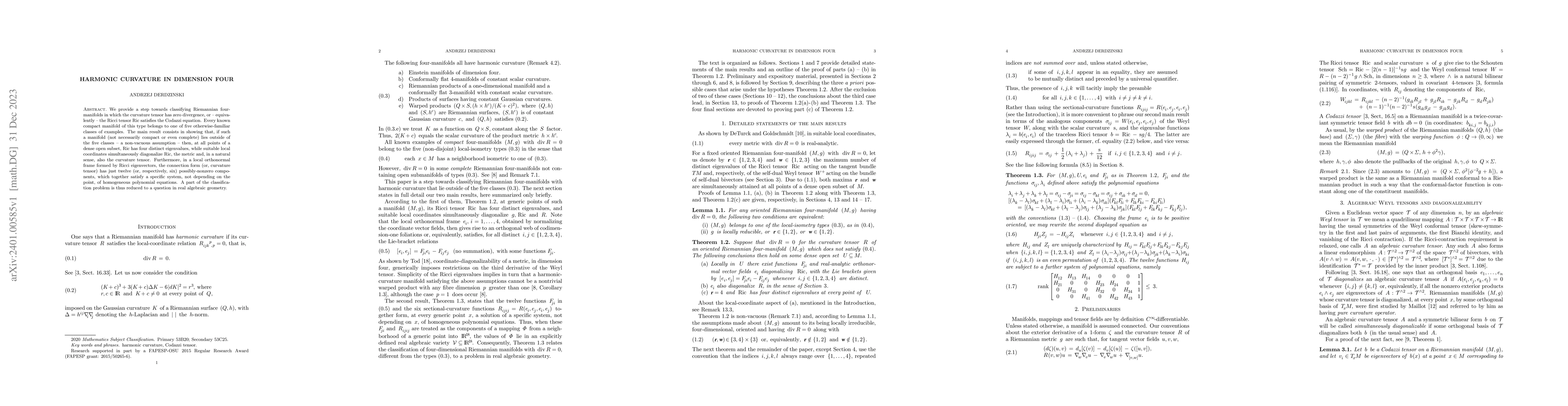 Thumbnail for Harmonic curvature in dimension four