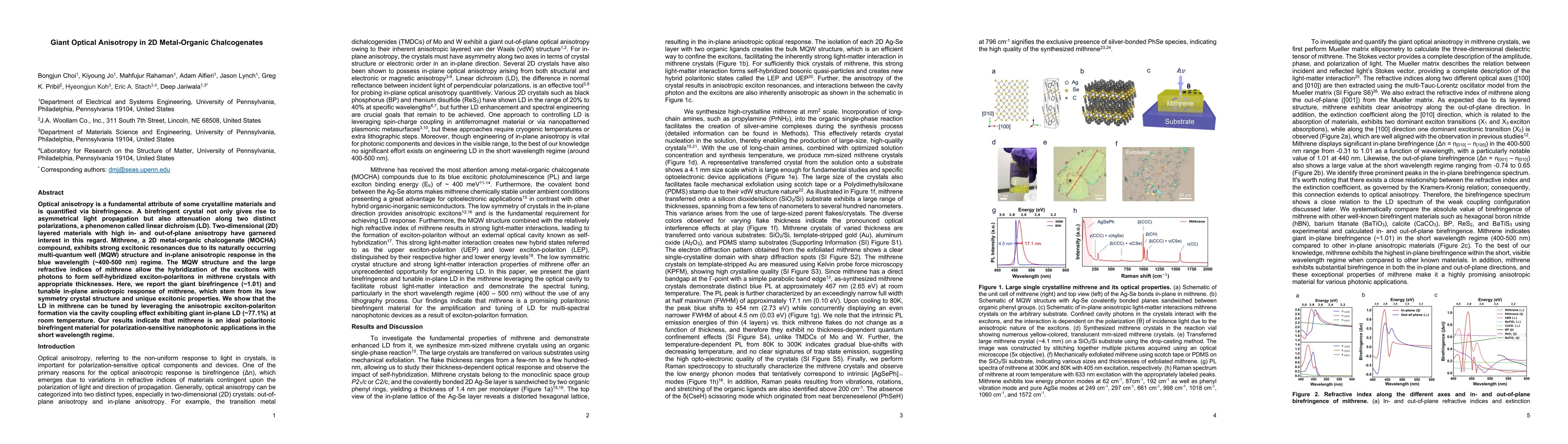 Thumbnail for Giant Optical Anisotropy in 2D Metal-Organic Chalcogenates