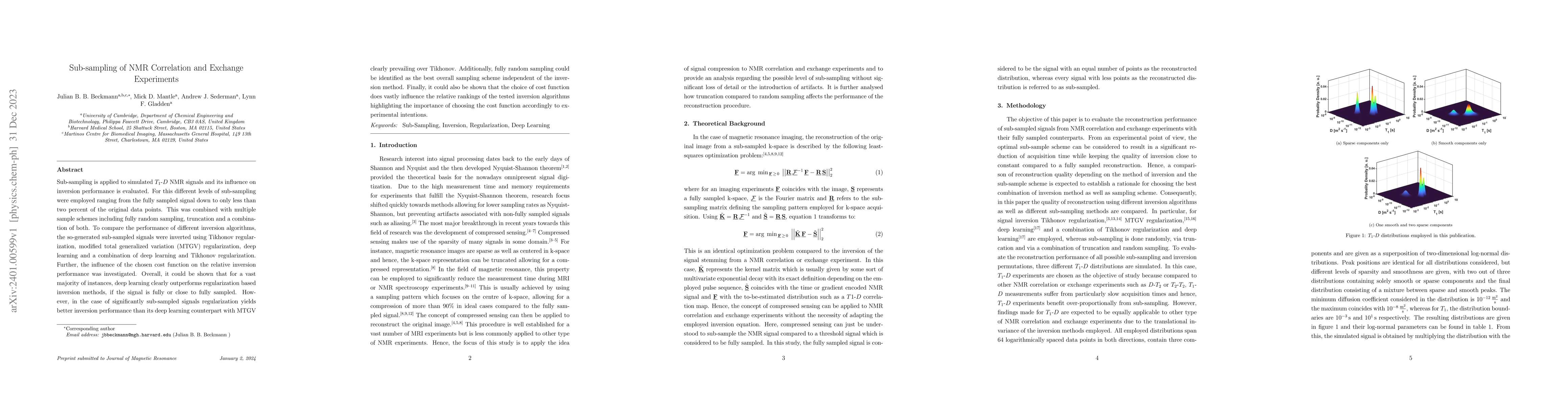 Thumbnail for Sub-sampling of NMR Correlation and Exchange Experiments