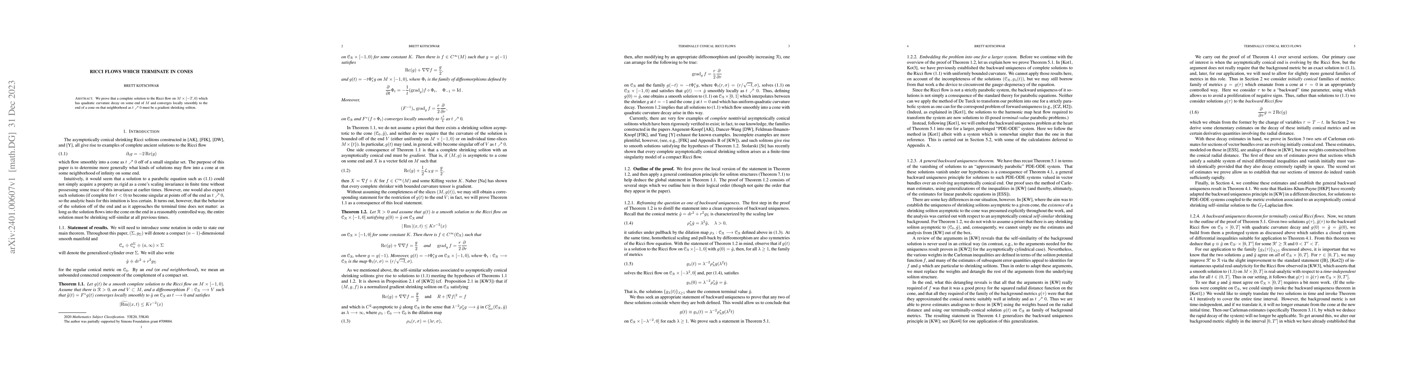Thumbnail for Ricci flows which terminate in cones