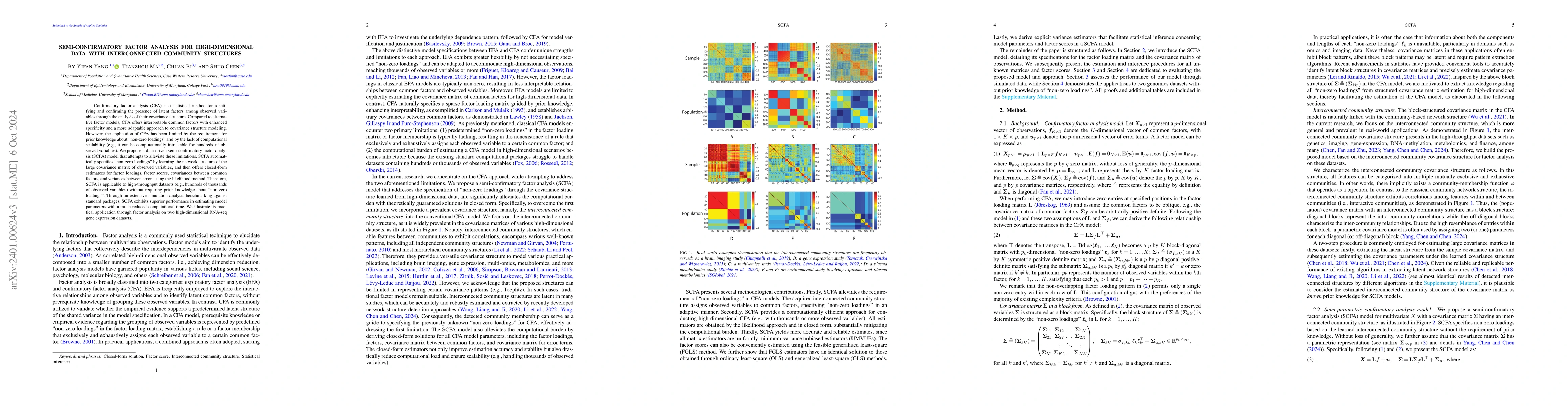 Thumbnail for Semi-Confirmatory Factor Analysis for High-Dimensional Data with
  Interconnected Community Structures