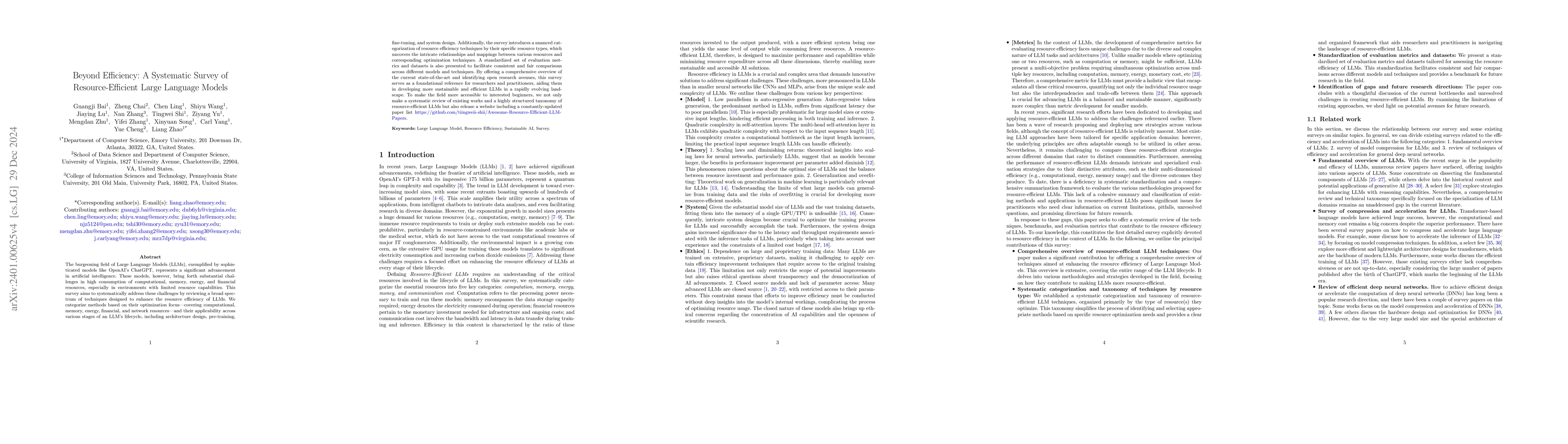 Thumbnail for Beyond Efficiency: A Systematic Survey of Resource-Efficient Large
  Language Models