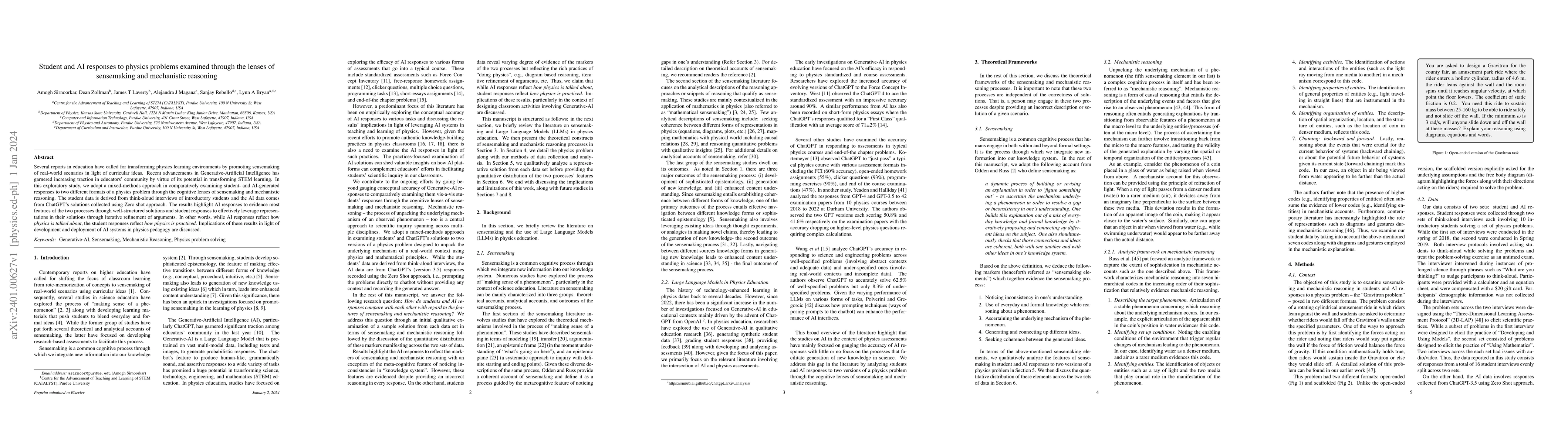 Thumbnail for Student and AI responses to physics problems examined through the lenses
  of sensemaking and mechanistic reasoning