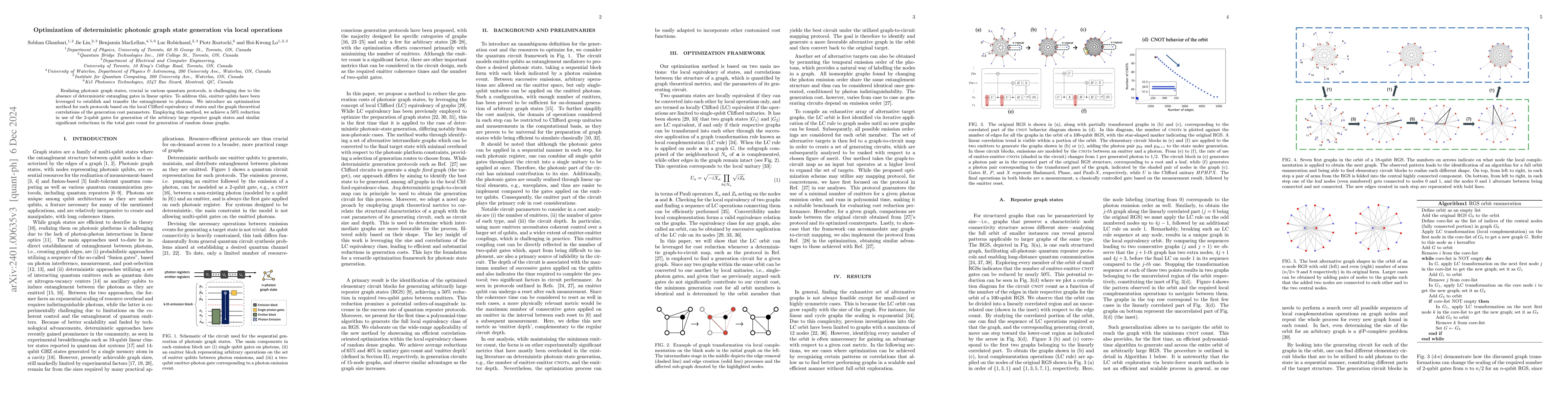 Thumbnail for Optimization of deterministic photonic graph state generation via local
  operations