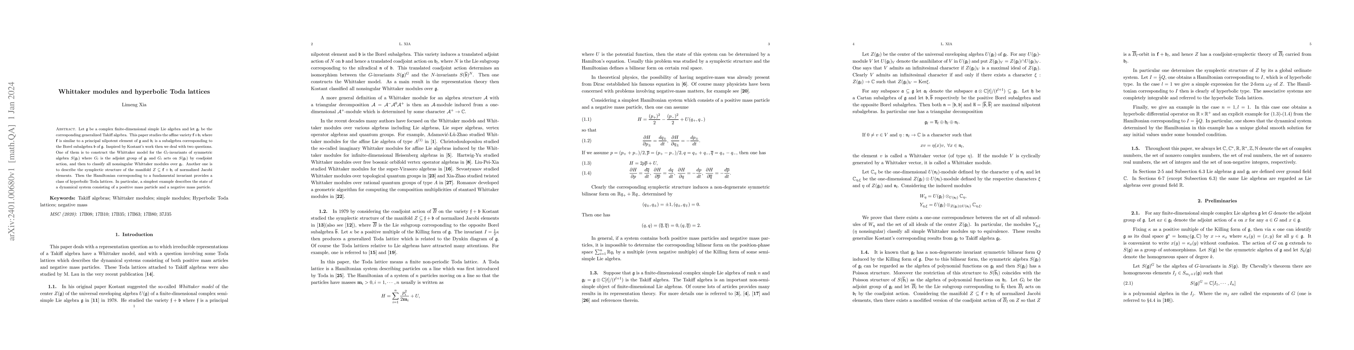 Thumbnail for Whittaker modules and hyperbolic Toda lattices