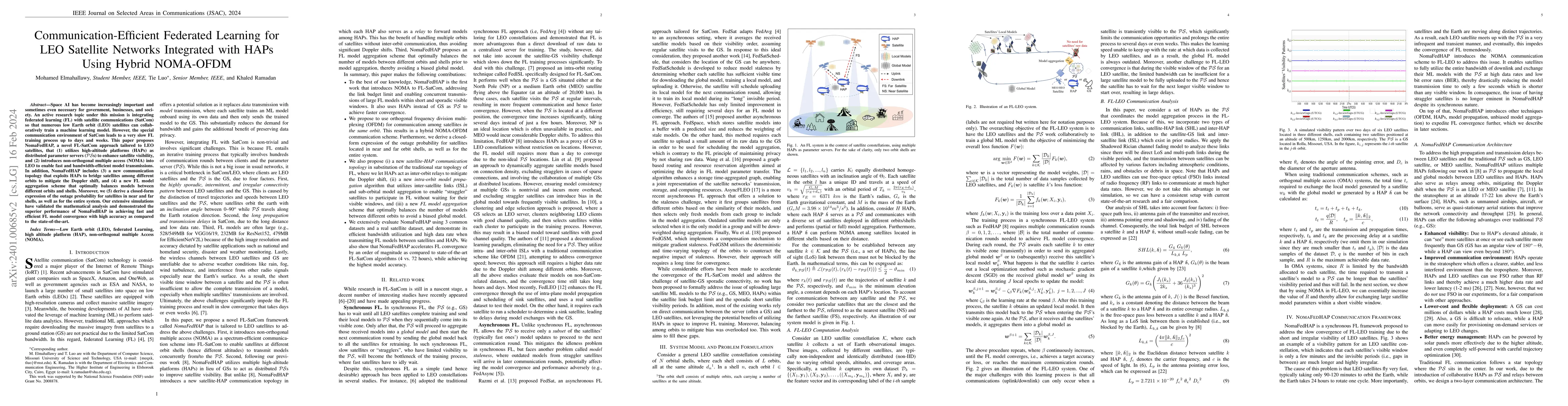 Thumbnail for Communication-Efficient Federated Learning for LEO Satellite Networks
  Integrated with HAPs Using Hybrid NOMA-OFDM