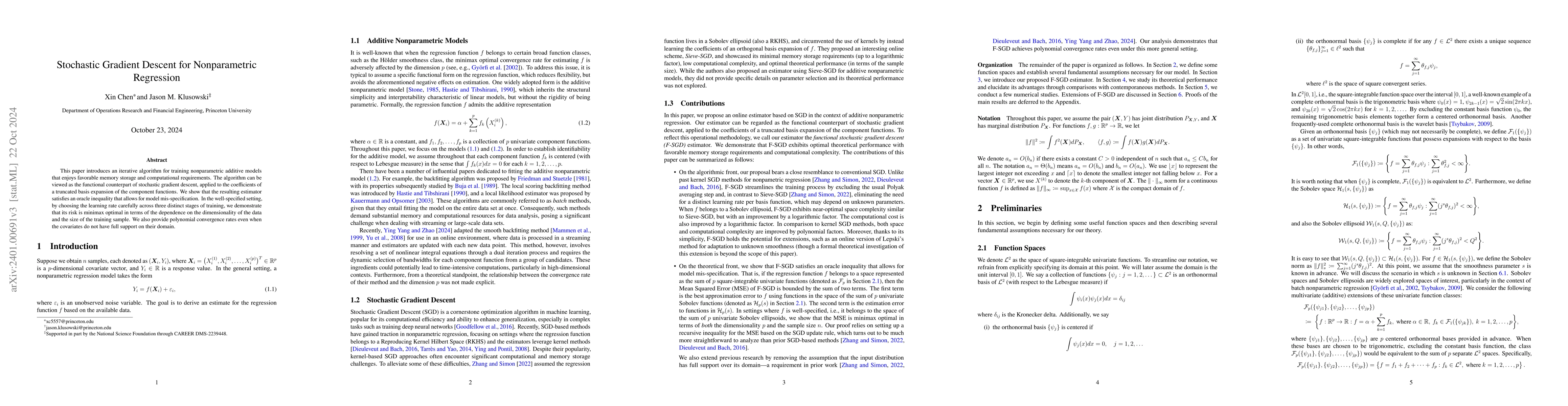Thumbnail for Stochastic Gradient Descent for Additive Nonparametric Regression
