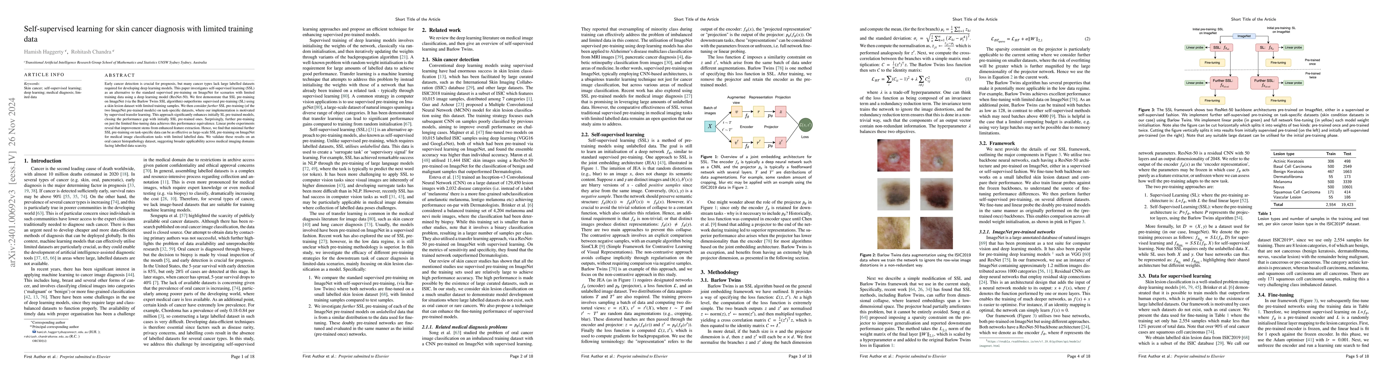 Thumbnail for Self-supervised learning for skin cancer diagnosis with limited training
  data
