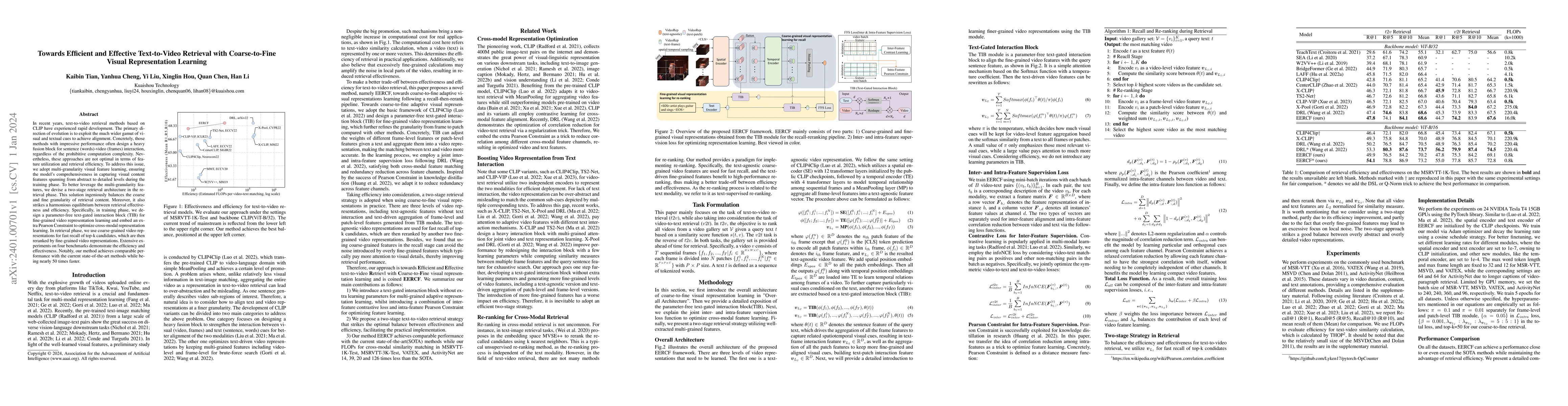 Thumbnail for Towards Efficient and Effective Text-to-Video Retrieval with
  Coarse-to-Fine Visual Representation Learning