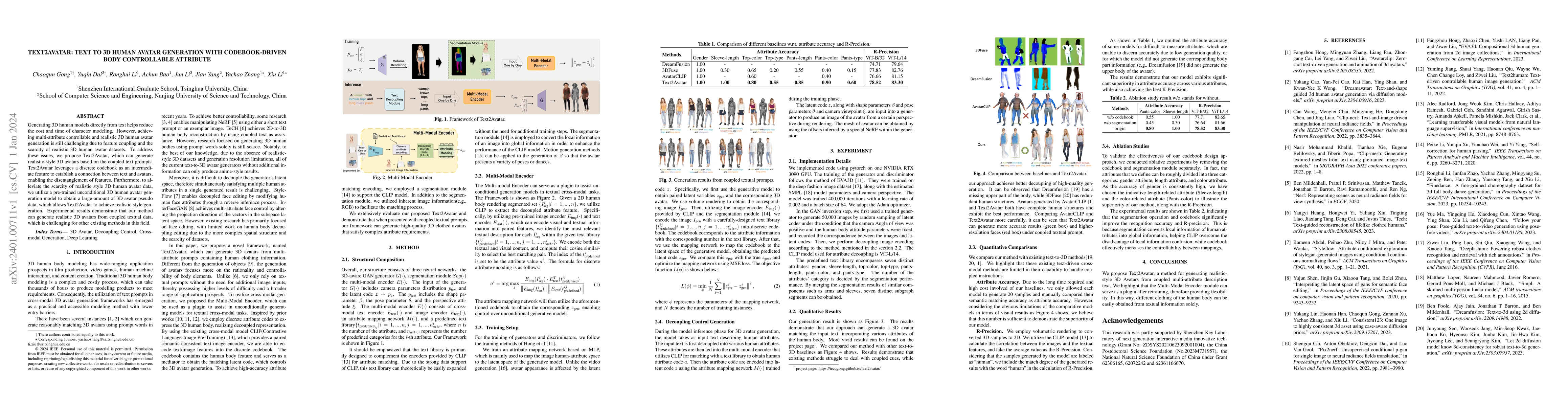 Thumbnail for Text2Avatar: Text to 3D Human Avatar Generation with Codebook-Driven
  Body Controllable Attribute