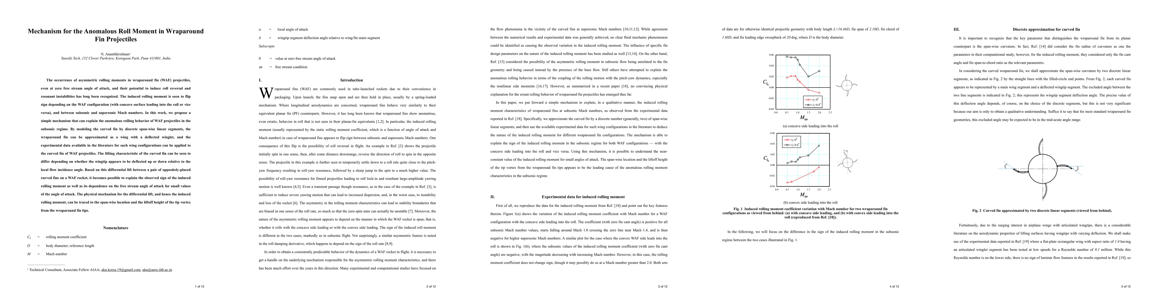 Thumbnail for Mechanism for the Anomalous Roll Moment in Wraparound Fin Projectiles