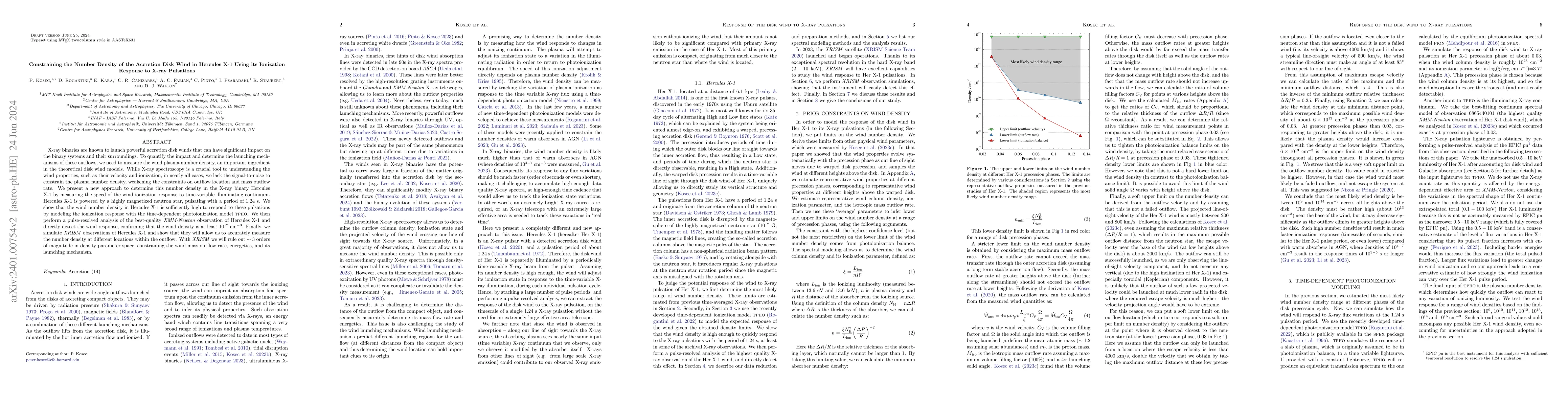 Thumbnail for Constraining the Number Density of the Accretion Disk Wind in Hercules
  X-1 Using its Ionization Response to X-ray Pulsations