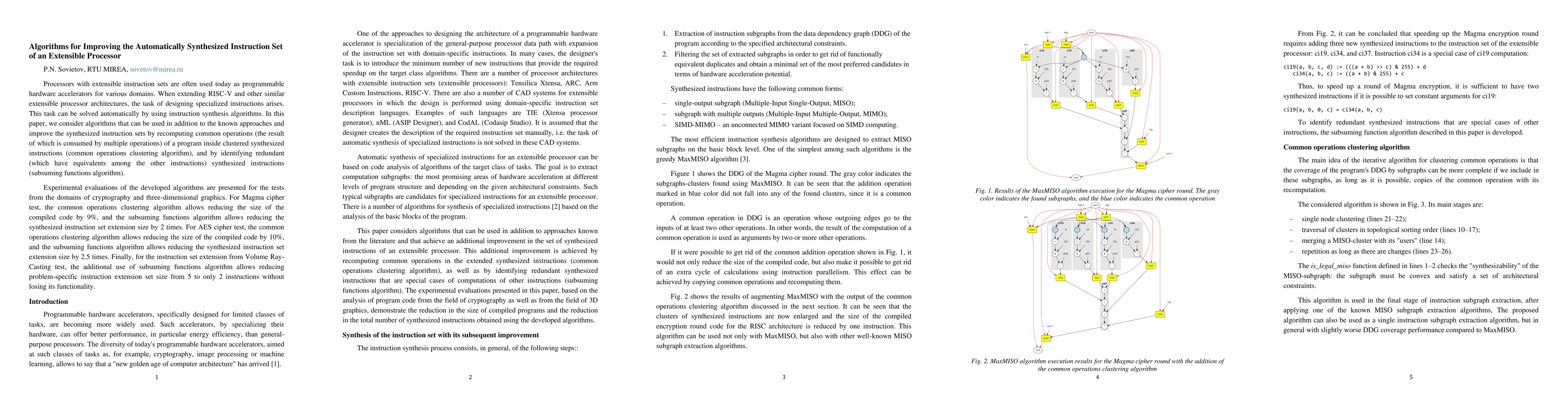 Thumbnail for Algorithms for Improving the Automatically Synthesized Instruction Set
  of an Extensible Processor