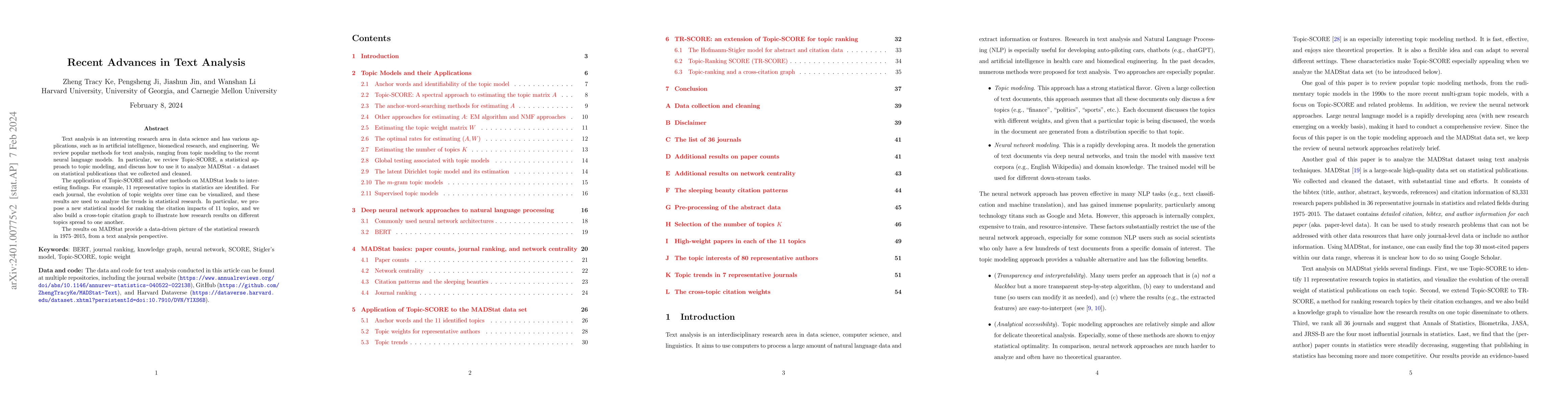 Thumbnail for Recent Advances in Text Analysis