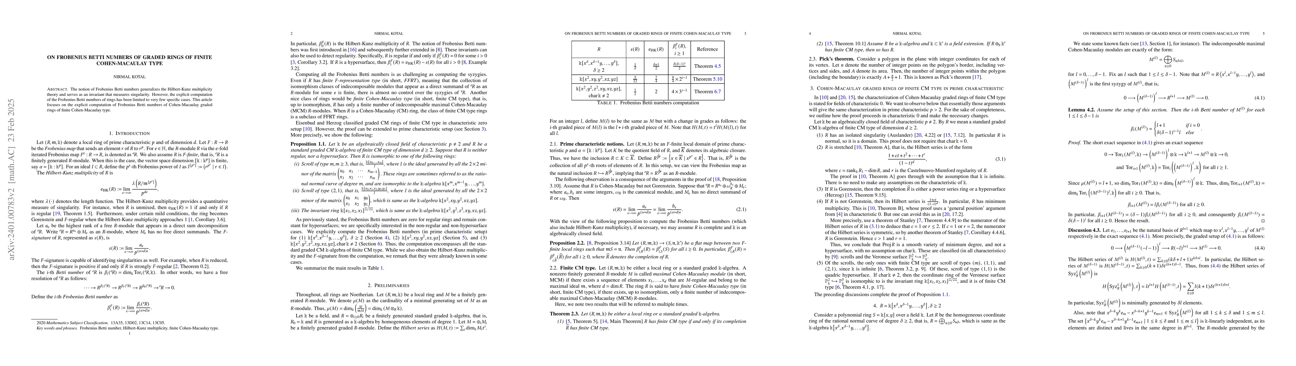 Thumbnail for On Frobenius Betti numbers of graded rings of finite Cohen-Macaulay type