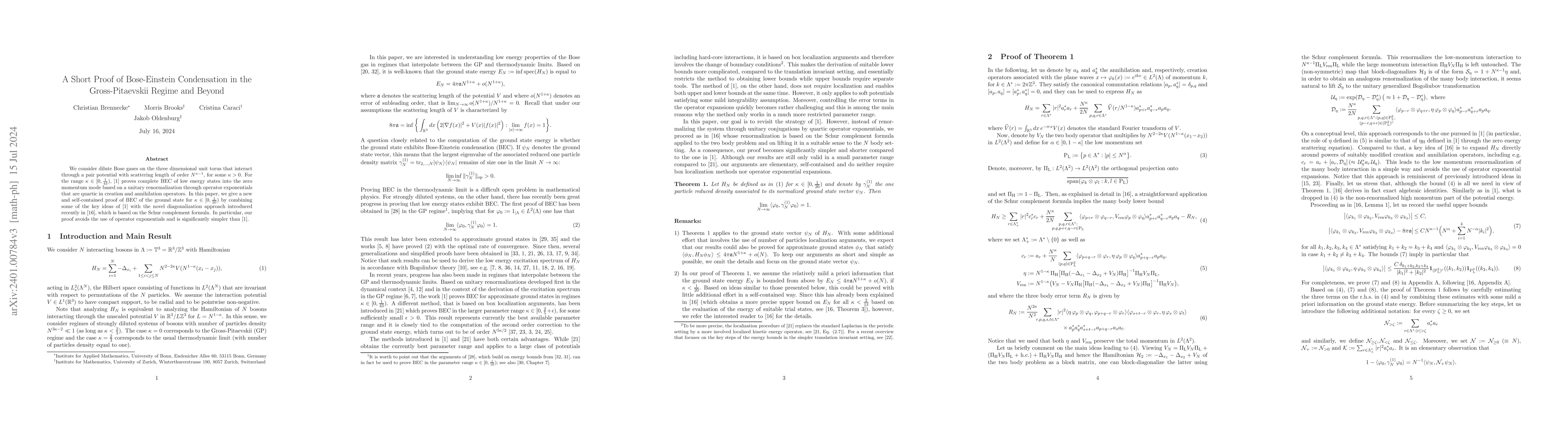 Thumbnail for A Short Proof of Bose-Einstein Condensation in the Gross-Pitaevskii
  Regime and Beyond