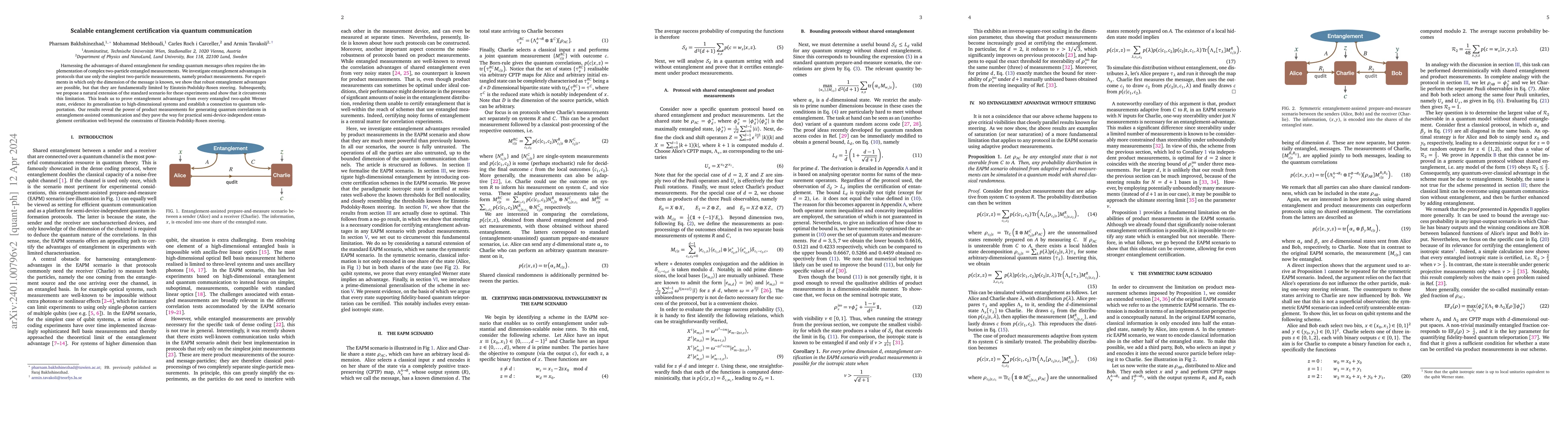 Thumbnail for Scalable entanglement certification via quantum communication