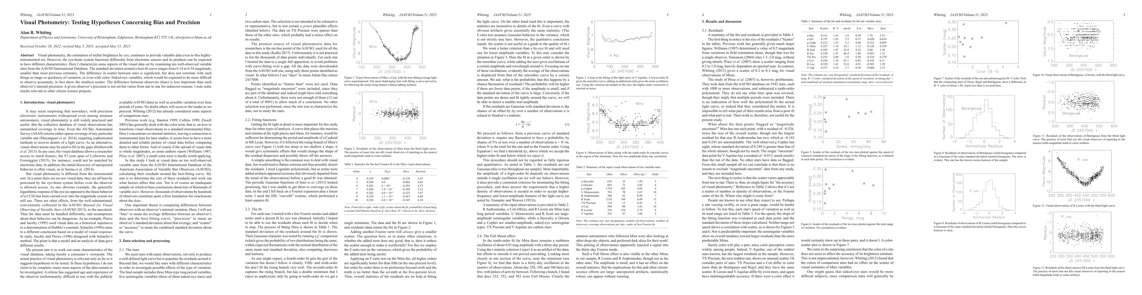 Thumbnail for Visual Photometry: Testing Hypotheses Concerning Bias and Precision