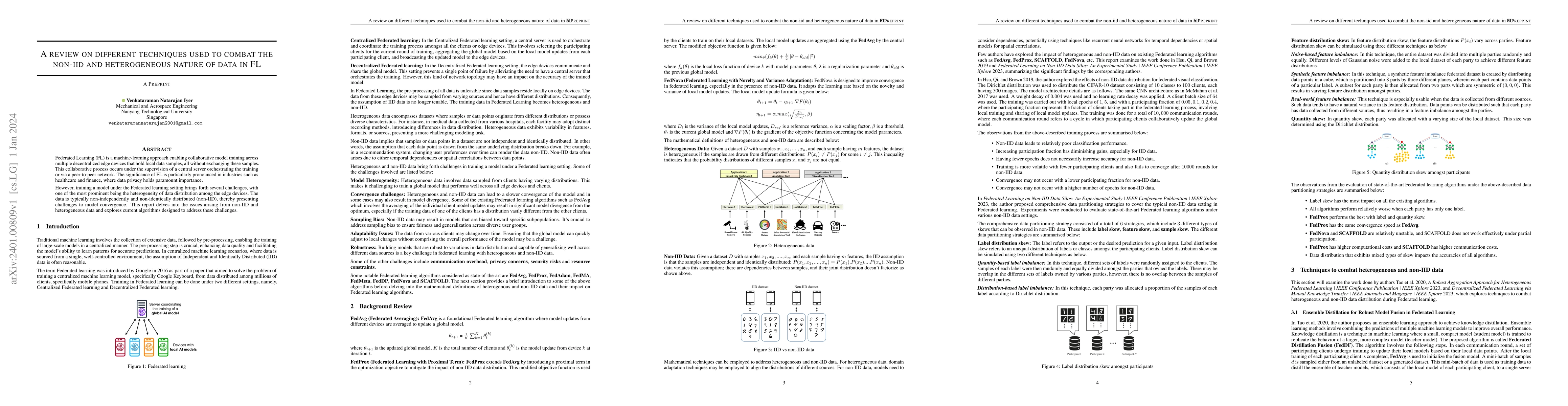 Thumbnail for A review on different techniques used to combat the non-IID and
  heterogeneous nature of data in FL