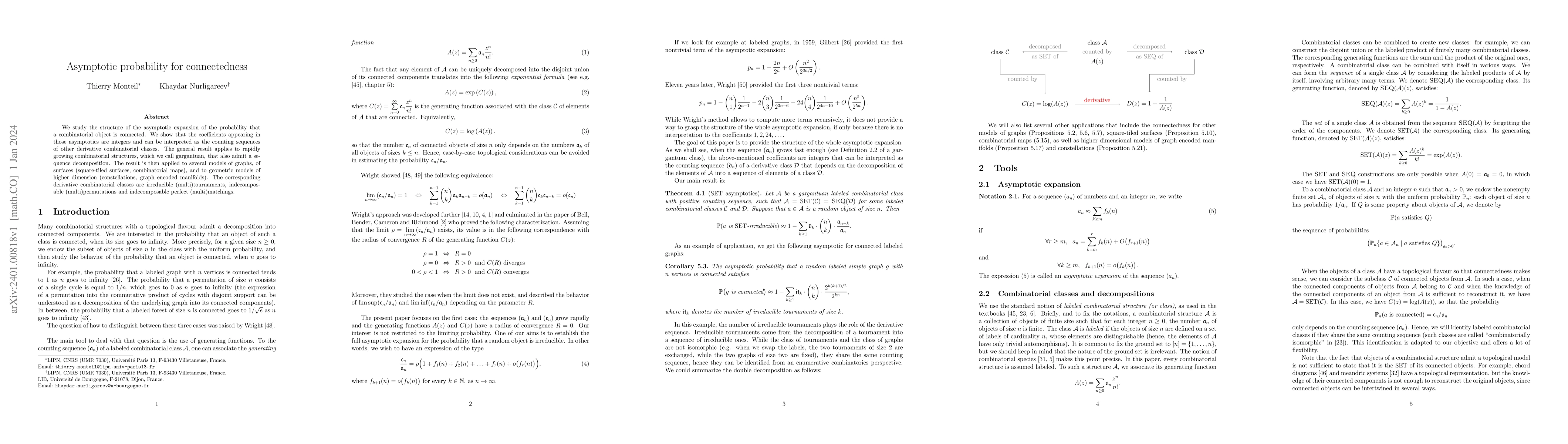 Thumbnail for Asymptotic probability for connectedness