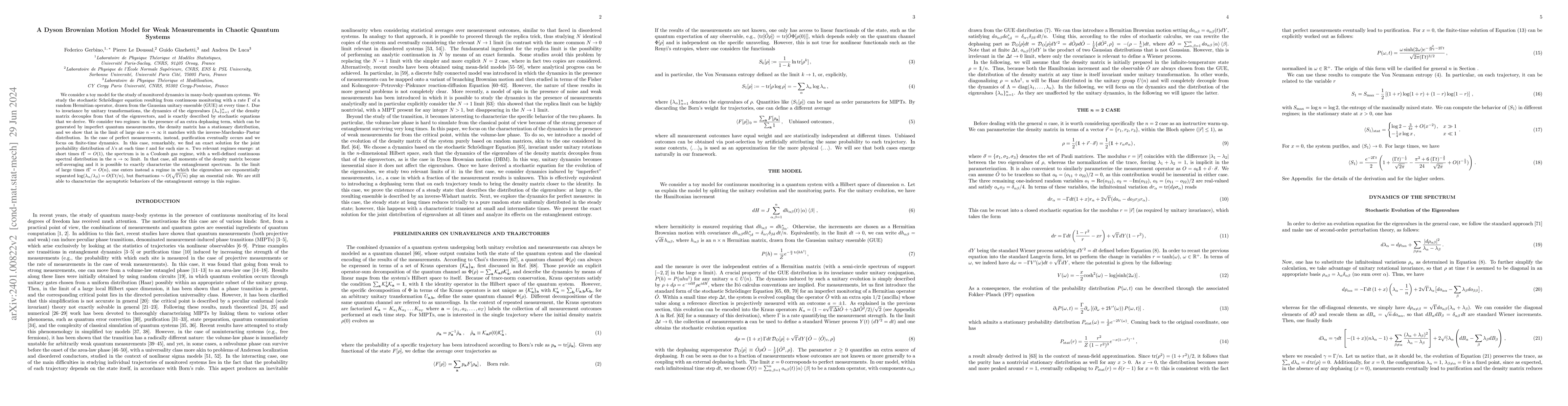 Thumbnail for A Dyson Brownian motion model for weak measurements in chaotic quantum
  systems