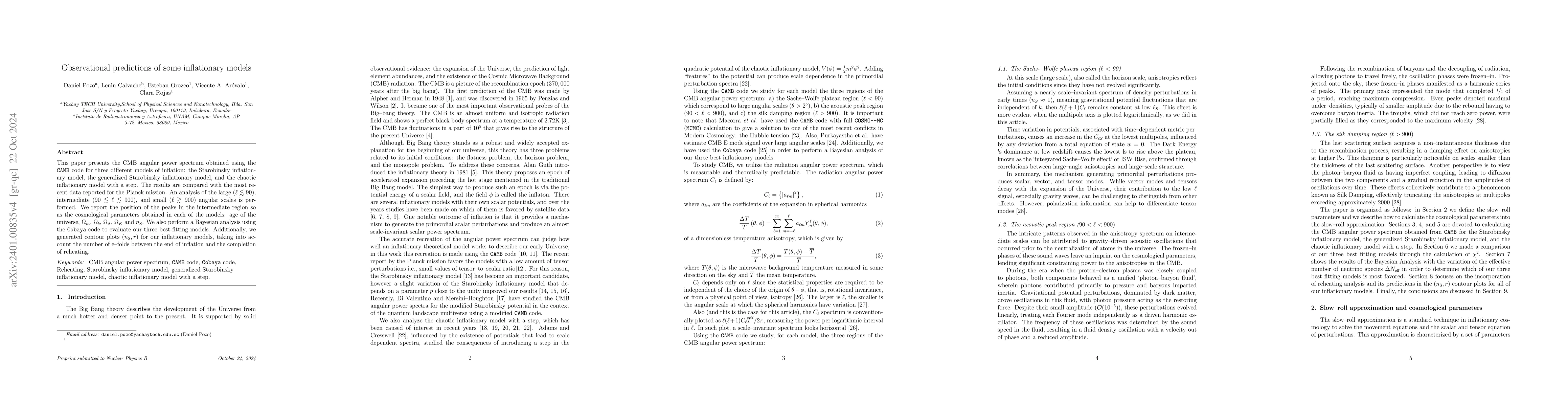 Thumbnail for Observational predictions of some inflationary models