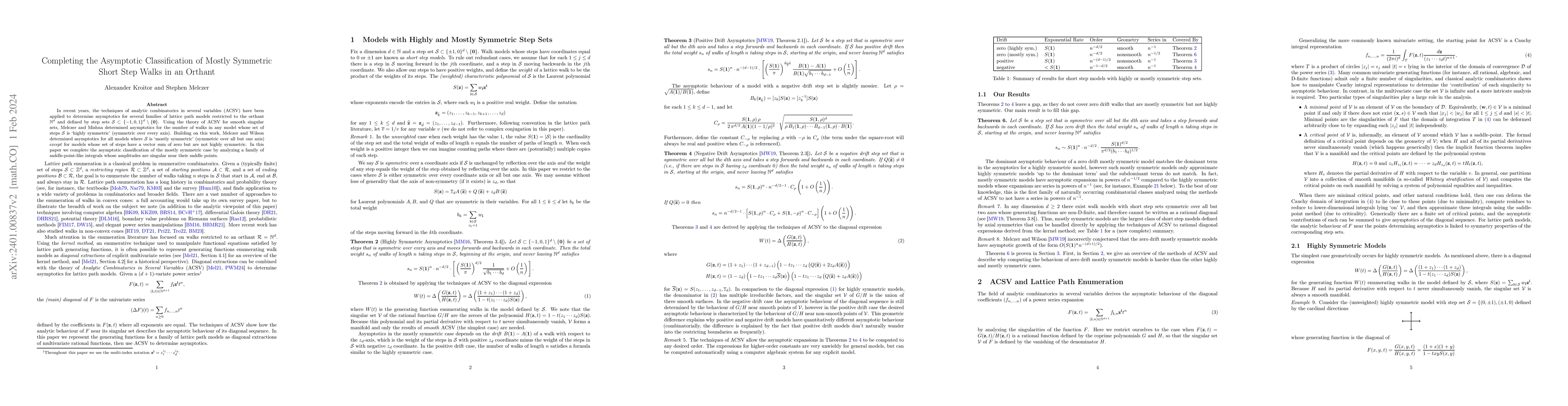 Thumbnail for Completing the Asymptotic Classification of Mostly Symmetric Short Step
  Walks in an Orthant