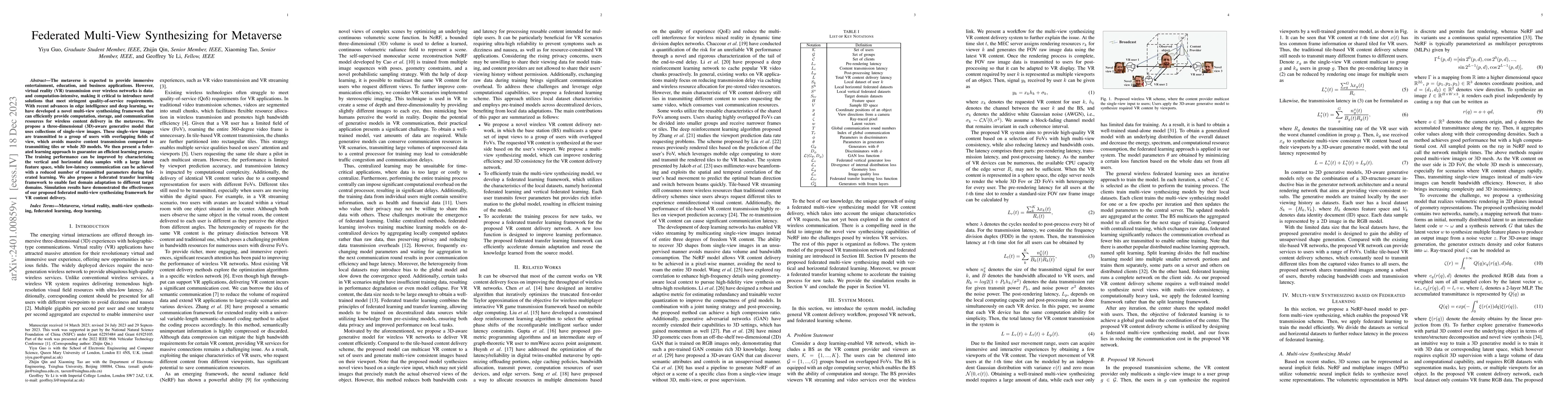 Thumbnail for Federated Multi-View Synthesizing for Metaverse