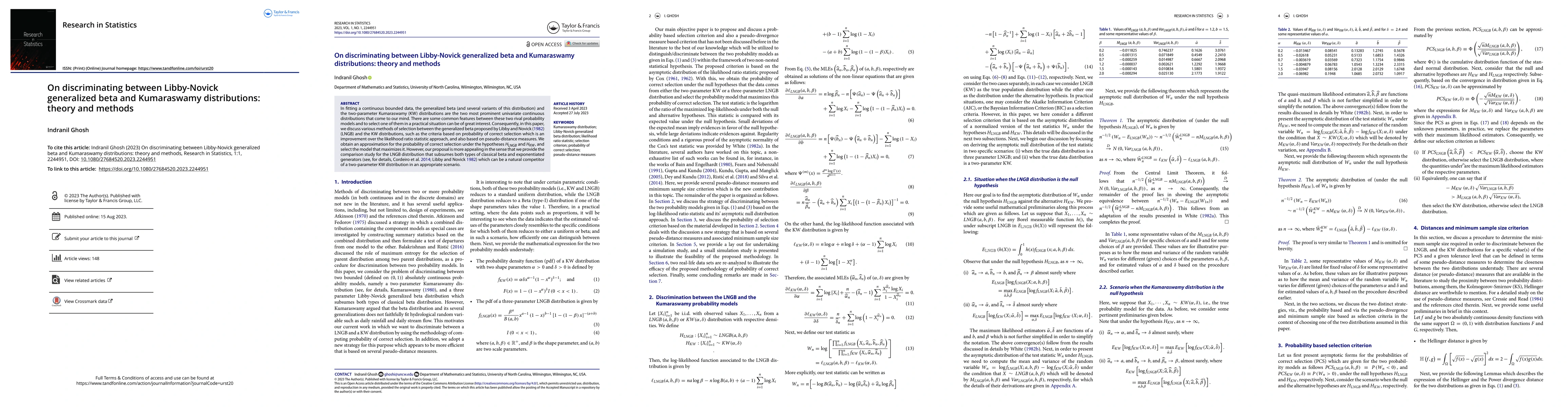 Thumbnail for On discriminating between Libby-Novick generalized beta and Kumaraswamy
  distributions: theory and methods
