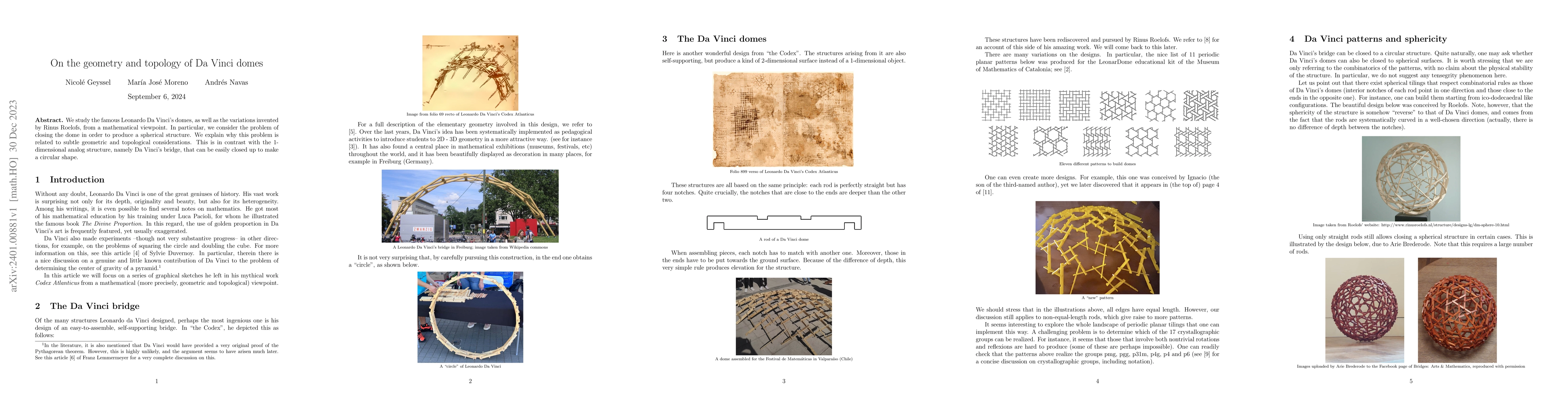 Thumbnail for On the geometry and topology of Da Vinci domes